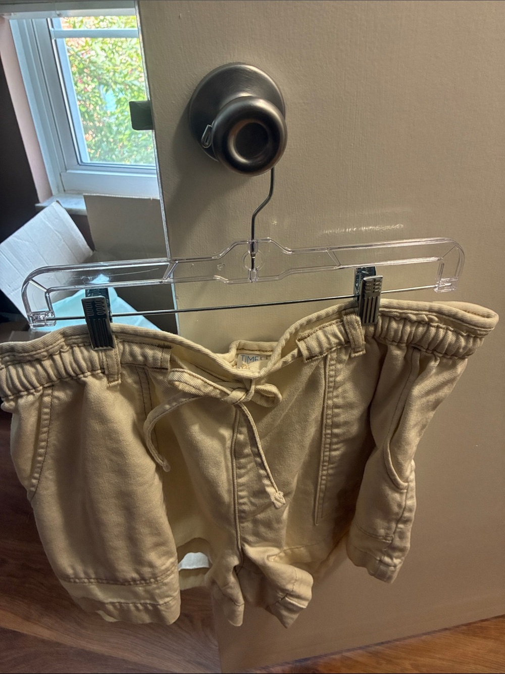 Time and Tru Cream Paperbag Drawstring Cargo Shorts